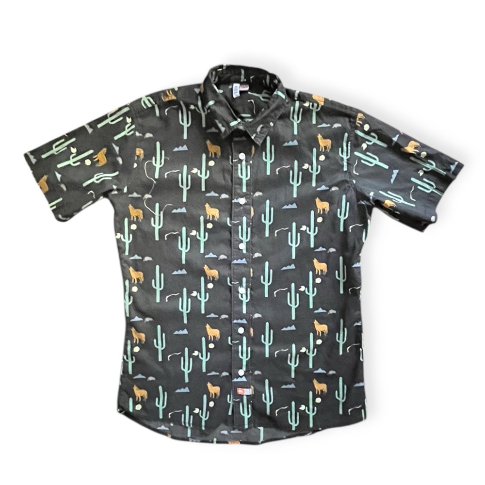 AMBSN Shirt Sleeve Button Up Aloha Shirt, Size Medium